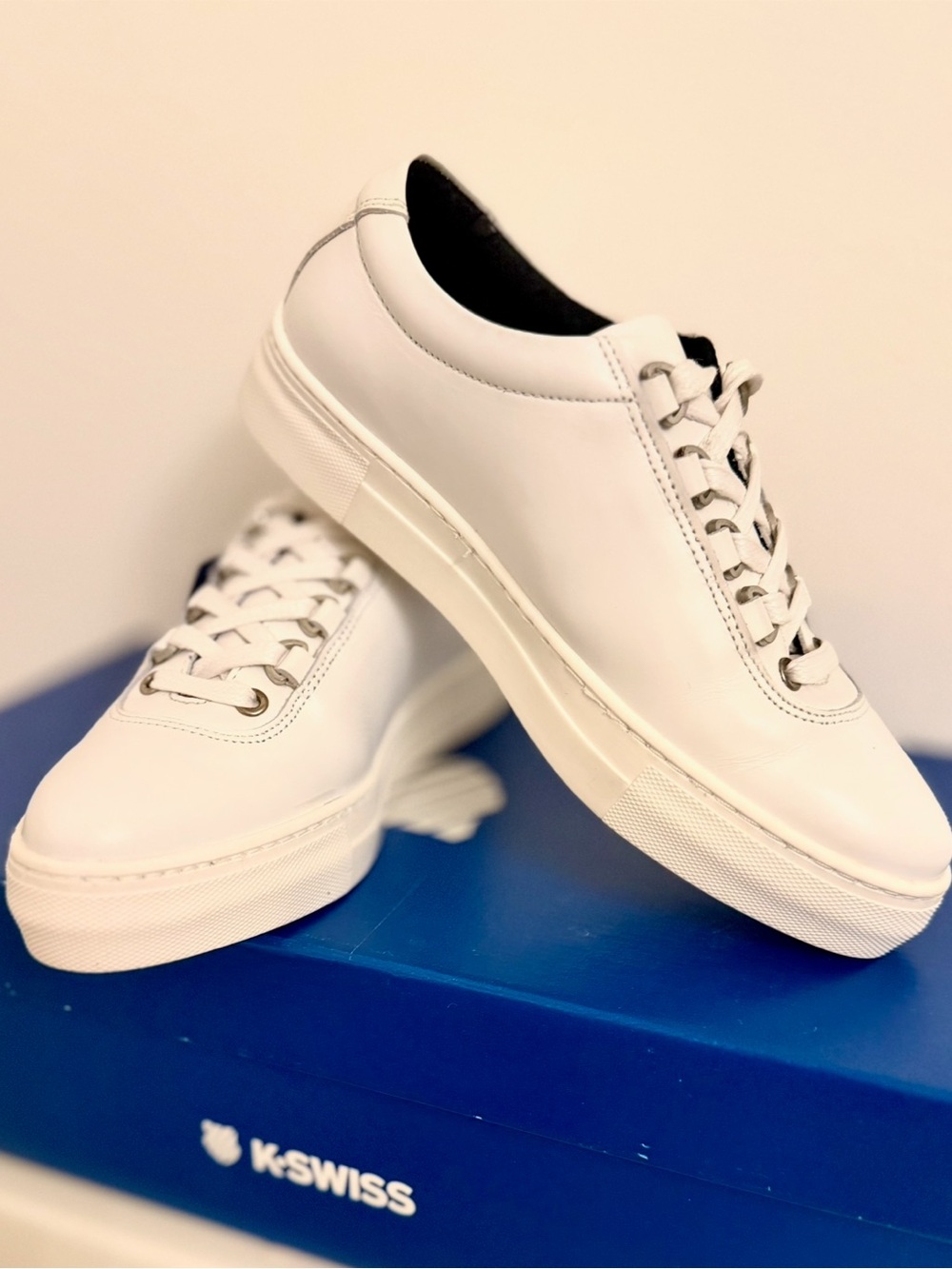 K-Swiss Classico Belleza White Leather Sneakers Women’s 5.5 NWT Portugal